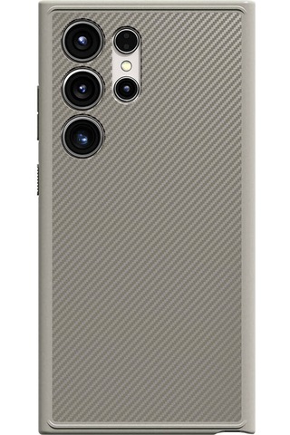 Galaxy S24 Ultra Kılıf M-safe Şarj Özellikli Karbon Fiber Görünümlü Zore T-karbon Kapak Titanyum-Gri