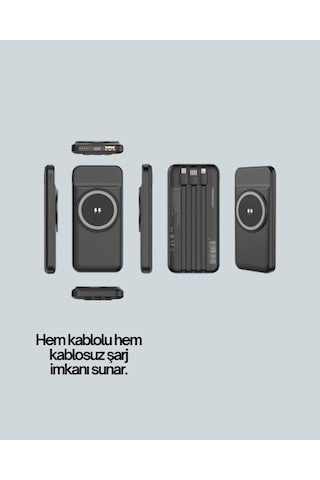 22.5w Hızlı + 15w Kablosuz Şarj Akıllı Powerbank İle Her An Enerji Siyah 72469660