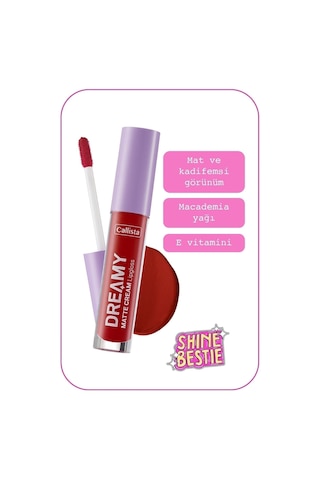Callista Dreamy Matte Cream Lipgloss Mat Görünümlü Dudak Parlatıcısı - 204 Hot Girl Check - Kırmızı
