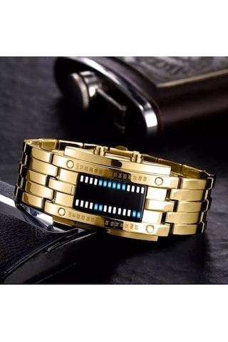 Skmei Gold Renk Led Işıklı Tasarım Kol Saati 145783463