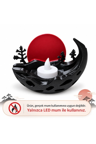 Dekoratif Led Mumluk Siyah Manzara Ve Kırmızı Güneş Detaylı Diğer