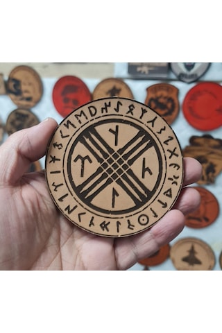 Tengri - Deri Peç - Arma - Türk Mitolojisi - Leather Patch Bej