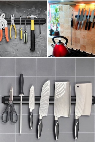 Mutfak Tezgah Duvar Için Uygun Ev Ve Işletmeler Için 55 Cm Bıçak Askısı Mıknatıslı Şeflere Özel Pro Renkli
