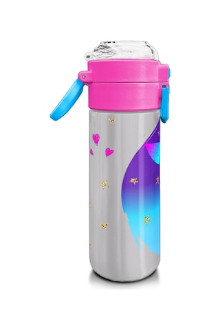 Coral High Kids Pembe Mavi Peri Desenli Pipetli Ve Direkt İçim Çelik Termos 500 Ml 31803 Pembe - Koyupembe