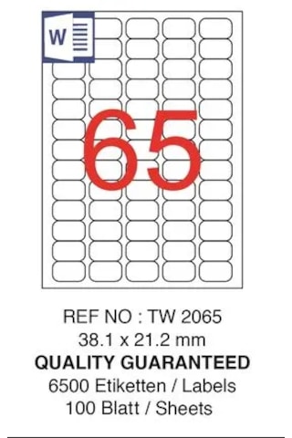 Ekofis Lazer Etiket 38,1 21,2 6500 Oval
