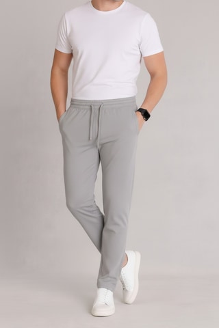 Bürke Erkek Gri Beli Lastikli Bağcıklı Duble Paça Jogger Pantolon
