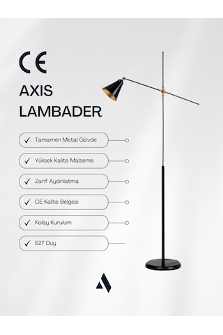 Axis Metal Lambader Minimalist & Ayarlanabilir Gold Siyah