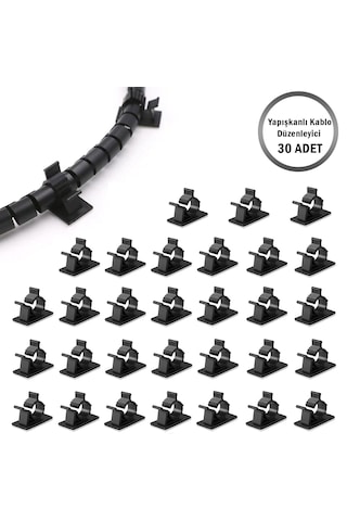 Microcase Kendinden Yapışkanlı Kablo Sabitleyici Ve Düzenleyici Klips Seti 30'lu Al5408 Siyah