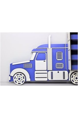 Belinayçocukdünyası Ahşap Tır Model Oyuncak Araba Rafı 30-Mavi