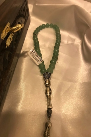 Tespih Aventurin Doğal Taş Tesbih Gümüş İmameli Ahşap Kutulu Çok Renkli