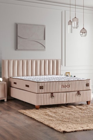 Hades Yatak 150x200 Cm Çift Kişilik 30 Cm Kalınlığında Paket Yaylı Lüks Yatak Orta Sert Krem Kumaş