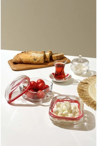 Paşabahçe Plus Kapaklı Kahvaltılık - 6 Lı Çok Amaçlı Cam Saklama Kabı Silikon Contalı 395 Cc. Şeffaf