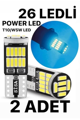 T10 Led 26 Ledli W5w Canbus Metal Ultra Power Kristal Mavi Park Plaka Tavan Ampulü
