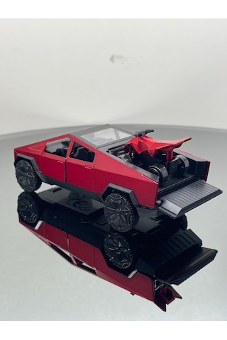 Tesla Cyber Truck 1:32 Ölçek Metal Çek Bırak 12 Cm Oyuncak Araba - Kırmızı