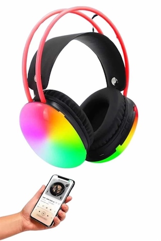 Mey İthalat Rgb Işıklı Yüksek Ses Kaliteli Kablosuz Kulak Üstü Bluetooth Kulaklık