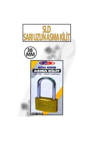 Uzun Tip Kancalı Sarı Asma Kilit 38 Mm 3 Anahtarlı