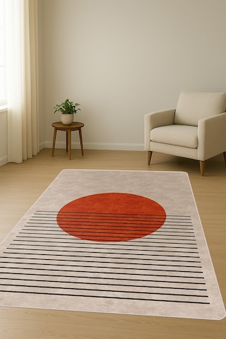 Modern Desenli Dijital Baskı Kaymaz Taban Halı H0958 Renkli