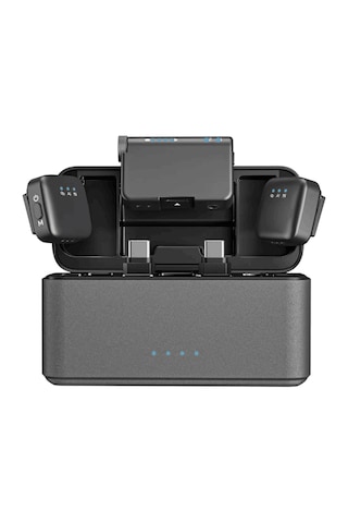 Jimi M15 Mic 2 2 Verici + 1 Alıcı + Şarj Kutusu Akıllı Gürültü Önleyici Wireless Kablosuz Yaka Mikrofonu