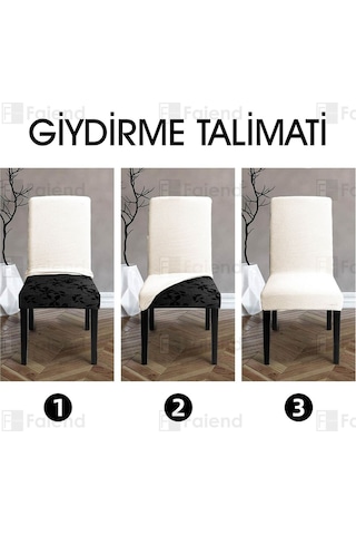 Faiend Yıkanabilir Likralı Esnek Lastikli Sandalye Kılıf Örtü Krem