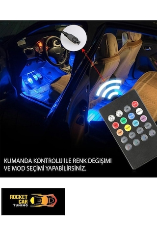 Oto Aydınlatma Araç Içi Ayak Altı Led Müziğe Sese Duyarlı Kumanda