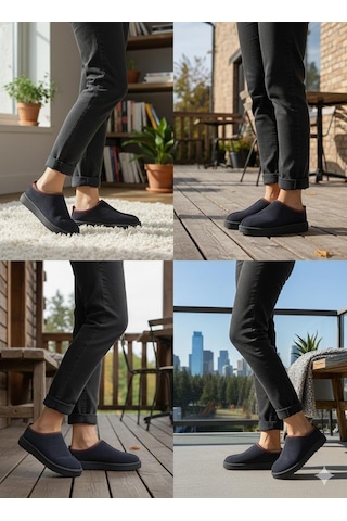 Kadın Lüx Süet İçi Kürklü Kışlık Ugg Modeli Terlik Ayakkabı Siyah
