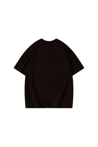 Efnaz Style Thousand Baskılı Oversize Bisiklet Yaka T-shirt - Siyah