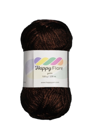 Happy Fiore Parlak Örgü İpi 100gr / 230mt Yünlü El Örgü İpliği - Koyu Kahverengi