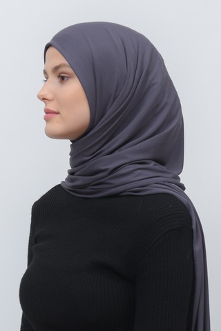 Altobeh Tesettür Kadın Düz Renk Penye Şal Hijab - Füme