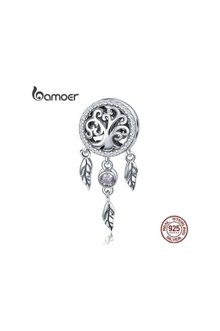 Bamoer 100% 925 Ayar Gümüş Dream Catcher Tutucu Aile Ağacı Boncuk Fit Kadın Charm Bilezikler Gümüş