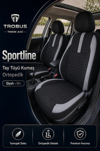 Hyundai Elantra 2011 Sonrası Uyumlu Sportline Serisi Siyah Gri Ortopedik Tay Tüyü Koltuk Kılıfı