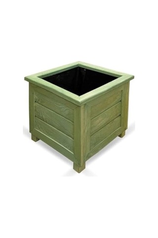 Kaf Ahşap Dekoratif Ahşap Saksı / Emprenye Yeşil