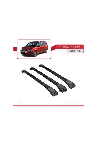 Volkswagen Touran 2003-2010 Arası İle Uyumlu Ace-1 Ara Atkı Tavan Barı Siyah 3 Adet Bar