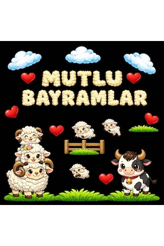 Kurban Bayramı Temalı Okul Panosu Figür Seti Hazır Kesim Sınıf Süsü