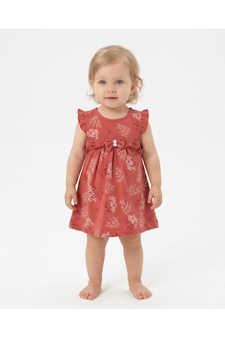 S-Mall Caramell Bebek Elbisesi - Elb7068 - Little Flower - Kiremit