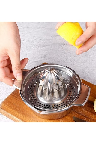 Narenciye Sıkacağı Paslanmaz Portakal Sıkacağı Krom Limon Sıkacağı Çap 17 Cm Açık Gri