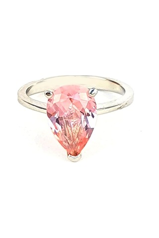 Sky Diamond Pink Morganit Taşlı 925Ayar Gümüş Lüks Damla Yüzük