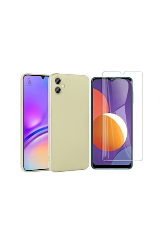 Samsung Galaxy A06 İle Uyumlu Kılıf Soft Yumuşak Telefon Kılıfı Ve Temperli Cam Ekran Koruyucu Gold