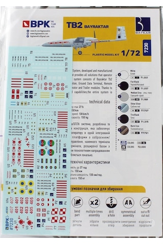 Big Planes Kits 7230 1/72 Ölçek, Bayraktar Tb2 İkili Set , Silahlı İnsansız Hava Aracı, Plastik Model Kiti-55946