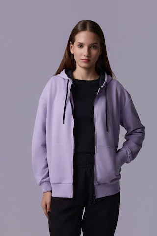 Defys Defy S Kadın Oversize Kapüşonlu Fermuarlı Cepli Sweatshirt Lila - 527346818 Lila