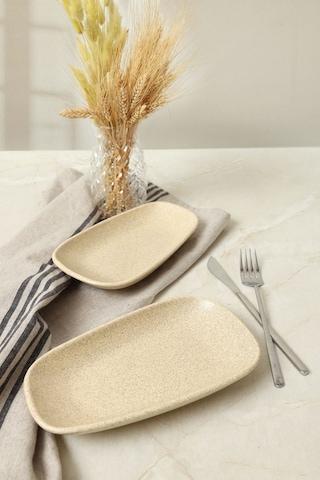 Keramika Mat Krem Tetra Kayık Tabak 21 Cm 2 Adet 039 Krem