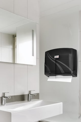 200 Lü Z Katlamalı Kağıt Havluluk Dispanseri Siyah, Banyo Mutfak Duvara Monte Havluluk 200 Yaprak Siyah