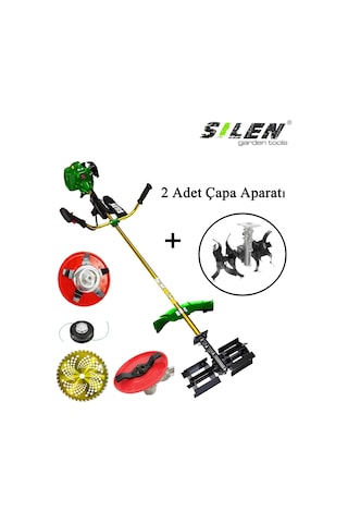 Silen C-52 Profesyonel Benzinli Yan Tırpan Çapalama Makinesi + 2 Adet Çapalama Aparatı + Toprak Karıştırıcı