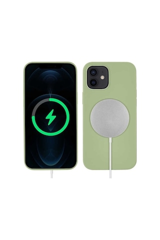 Apple Uyumlu iPhone 12 Mini Kılıf Zore Silksafe Wireless Kapak Light Green
