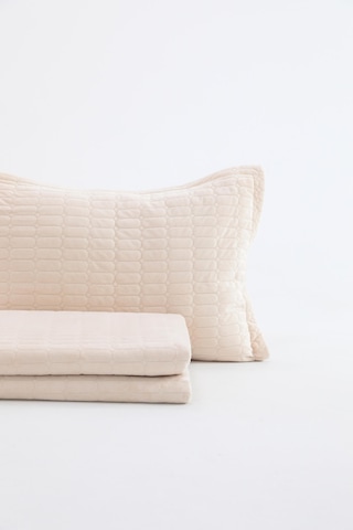 Alvin Kadife Tek Kişilik Yatak Örtüsü Takımı - Krem