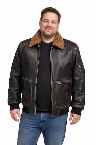Viamod Leather Büyük Beden Erkek Hakiki Deri Ceket Kürk Yakalı Siyah Premium Pilot Model Gerçek Deri Mont Üretici Garantili