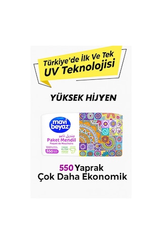 Mavi Beyaz Pratik Paket Çek Kullan Mendil - Peçete 6x550 Yaprak