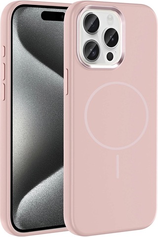 Apple Uyumlu iPhone 15 Pro Max Kılıf M-safe Şarj Özellikli Metal Kamera Çerçeveli Zore Edi Silikon Kapak