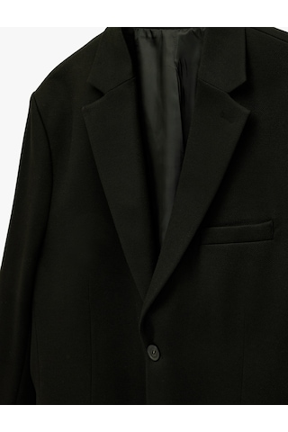 Koton Uzun Kollu Kapaklı Cepli Düğmeli Slim Fit Mono Yaka Blazer Ceket Siyah 6sam50003hk Siyah