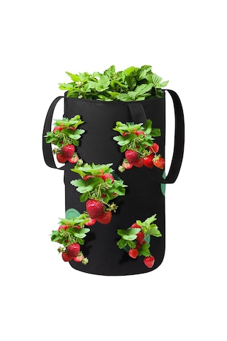 Suofeng Çok Ağızlı Çilek Dikim Çantası - 3 Galon, 12 Delikli, Dayanıklı Kumaş, Ev Kullanımı İçin İdeal