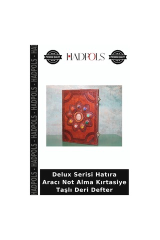 Delux Serisi Hatıra Aracı Not Alma Kırtasiye Taşlı Deri Defter Çok Renkli